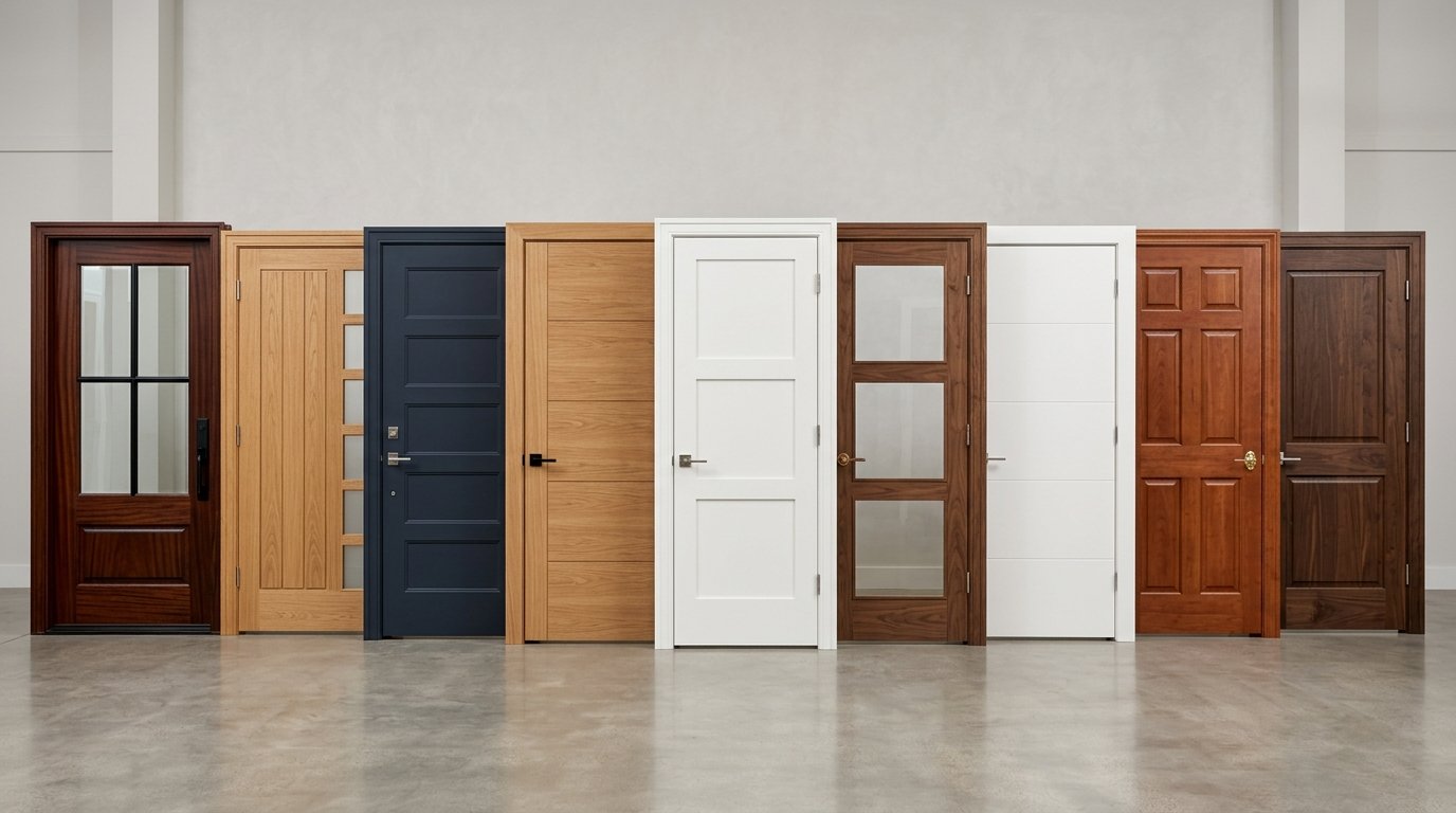 White interior door with door stock behind